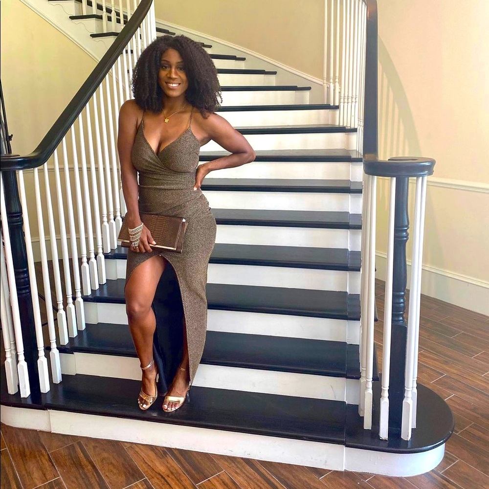 Golden Brown Fitted Prom Dress